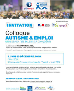 Lire la suite à propos de l’article Colloque Autisme et Emploi – Lundi 10 décembre au CCO à Nantes